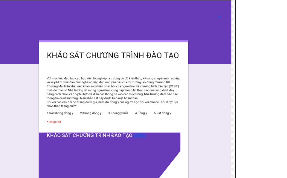 Khảo sát chương trình đào tạo trình độ Thạc sĩ